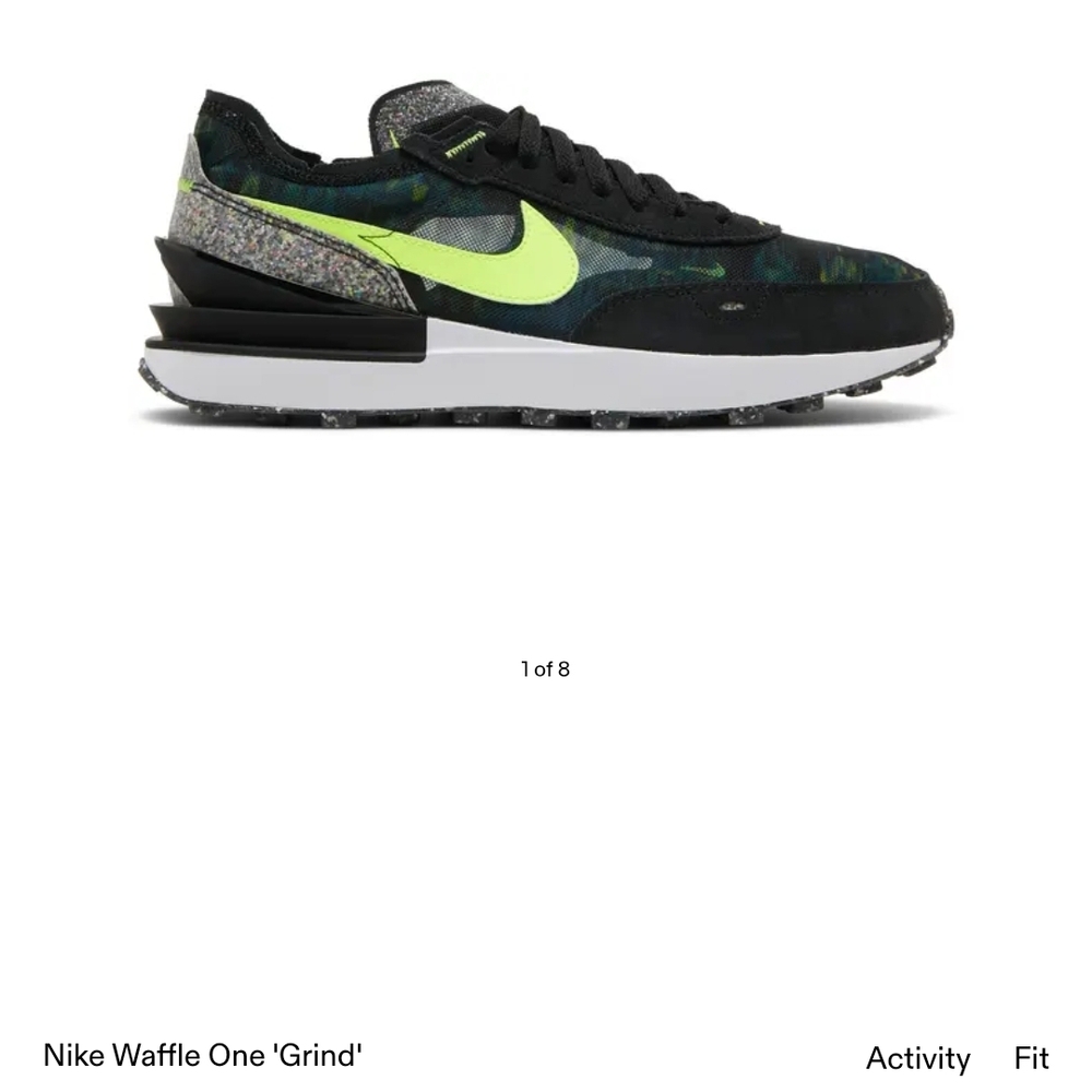 Nike Waffle One Grind Black and Neon Green Sneakers
